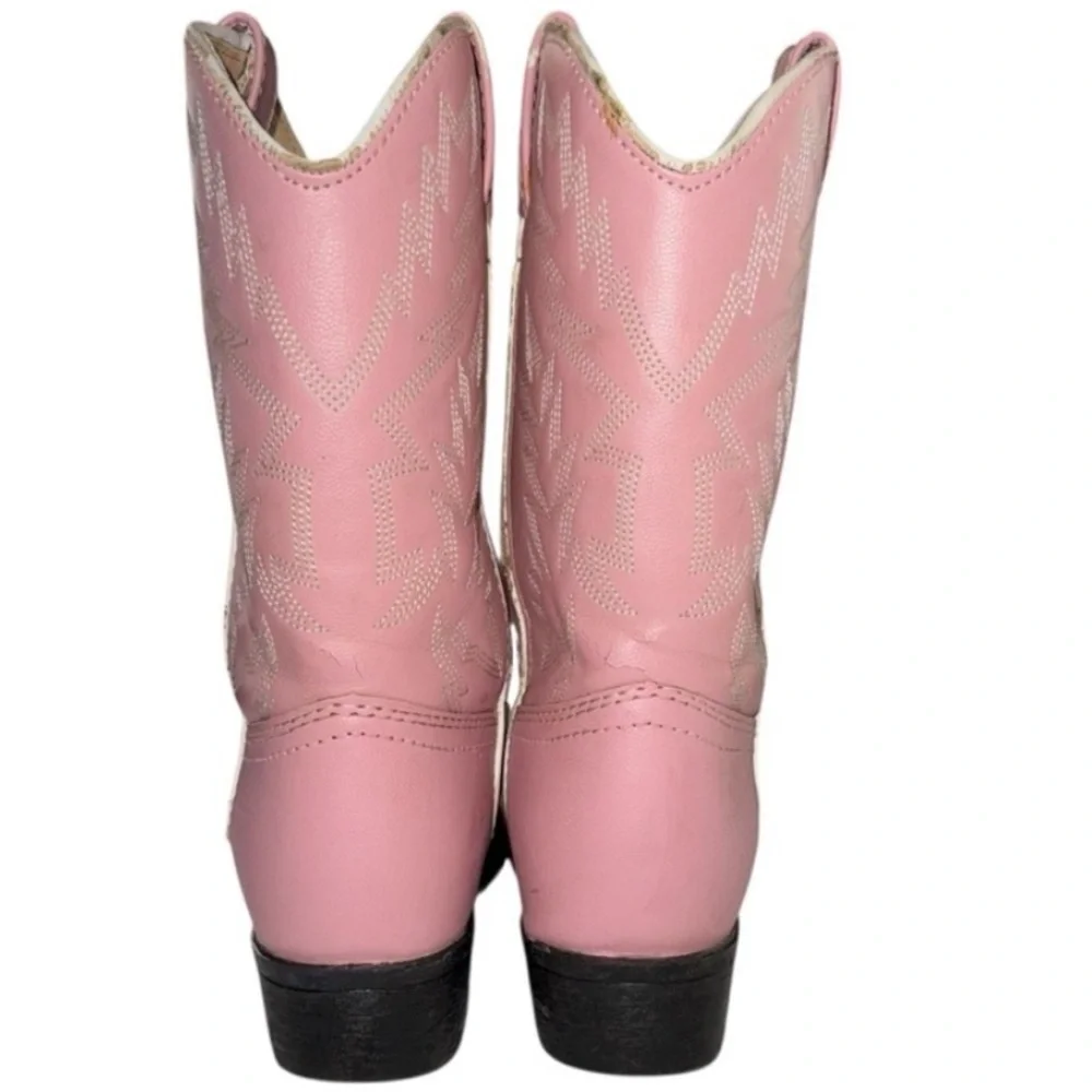 Durango Pink Western Cowboy Boots Kids Size Medium 3.5D Leather Stitch Detail